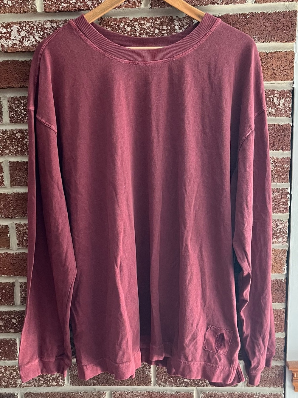 Free People Oversized Long Sleeve Crewneck Top - Burgundy